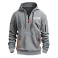 thumbnail image 2 of Sudadera con capucha para hombre, estilo casual, deportivo, de color liso, con cremallera y bolsillo, de manga larga, blusa de poliéster., 2 of 6