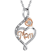 Moms Gift 925 Sterling Silver I Love You Mom Infinite Love Heart Pendant Necklace 18" Sterling Silver Chain Mothers Day Gift