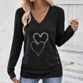 thumbnail image 2 of Busydd Womens Long Sleeve Tops Trendy Love Heart V Neck T Shirts for Women Dressy Casual Versatile Going Out Tops for Women XL, 2 of 8