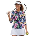thumbnail image 3 of Binienty Tropical Hibiscus Golf Shirts for Women Short Sleeve Cloth Quarter Zip Lightweight Fit Plain Machine Washable Suitable for Outdoor Sports for Winter Outdoor Sports, 3 of 7