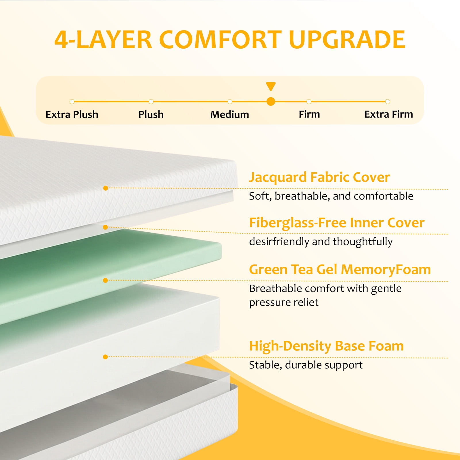 Mattress King 12 inches, Memory Foam Mattress Bed in a Box Medium Firm for Pressure Relief