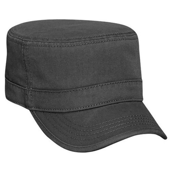 OTTO CAP Military Hat. Garment Washed Superior Cotton Twill Binding Trim Visor. 100% Cotton - Unstructured Soft Crown, Charcoal Gray