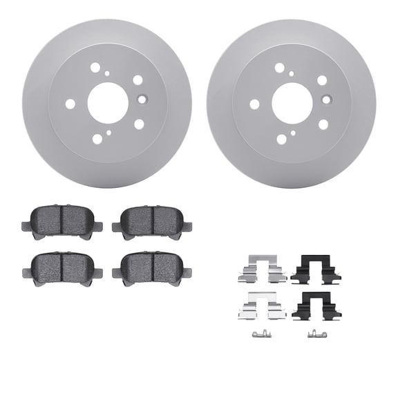 Dynamic Friction Company Rear Geospec Brake Rotors with 5000 Advanced Brake Pads includes Hardware 4512-76131