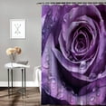 thumbnail image 2 of JEUXUS Bathroom Shower Curtain Set with Hooks Purple Rose Decor Romantic Flower Pictures White, 2 of 7