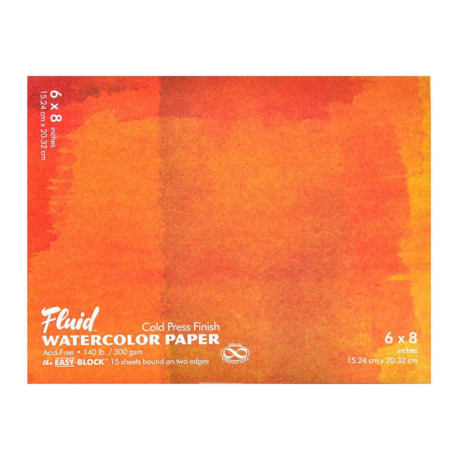 Global Art Fluid Watercolor Paper Block, Hot-Press, 4 x 6 15 Sheets/Pad 
