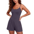 thumbnail image 3 of Ohufall Short Jumpsuit for Women Solid Color Comfort Camisole Summer Casual Wide Leg Short Jumpsuits, 3 of 6