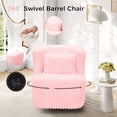thumbnail image 6 of Vesgantti Swivel Accent Chair, 360° Swivel Barrel Chair Pink,  Fleece Round Swivel Chair with Pillow, High Stretch Foam Swivel Armchair, Swivel Chairs for Living Room, Accent Chairs for Bedroom, 6 of 7