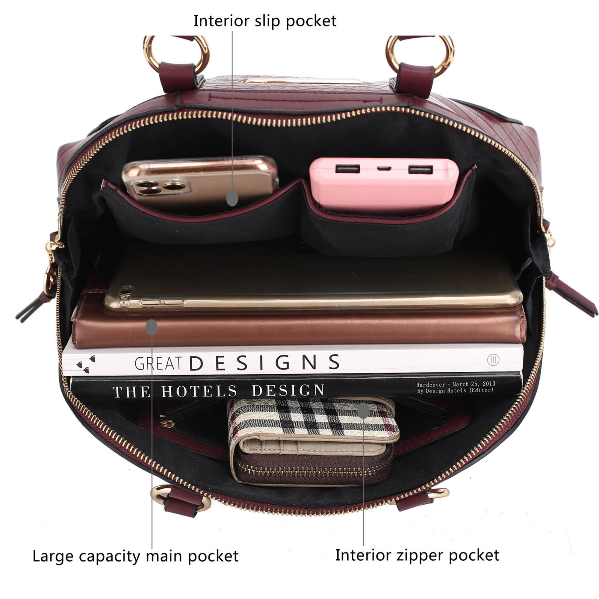 MKF Collection Nora Women's Satchel Bag With Wristlet Wallet, Croco Vegan Leather Purses and Handbags Set by Mia K.