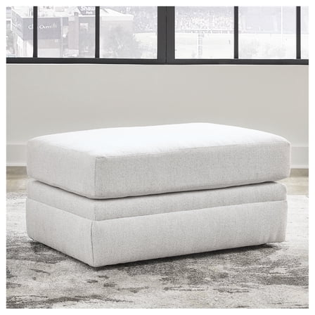 Signature Design by Ashley Maitelynn Ottoman, Chalk White Upholstered Footrest with Modern Cushion Design