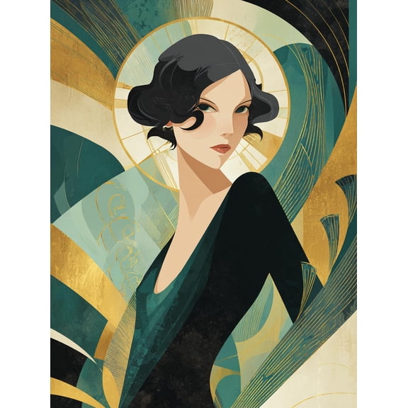 Art Deco Woman Poster – Vintage Elegance Wall Art 【Photo Paper】