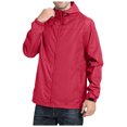 thumbnail image 4 of JUMESG Mens Jacket Men's Windbreaker with Lining Long Sleeves Waterproof Hoodie Jacket,Red L, 4 of 5