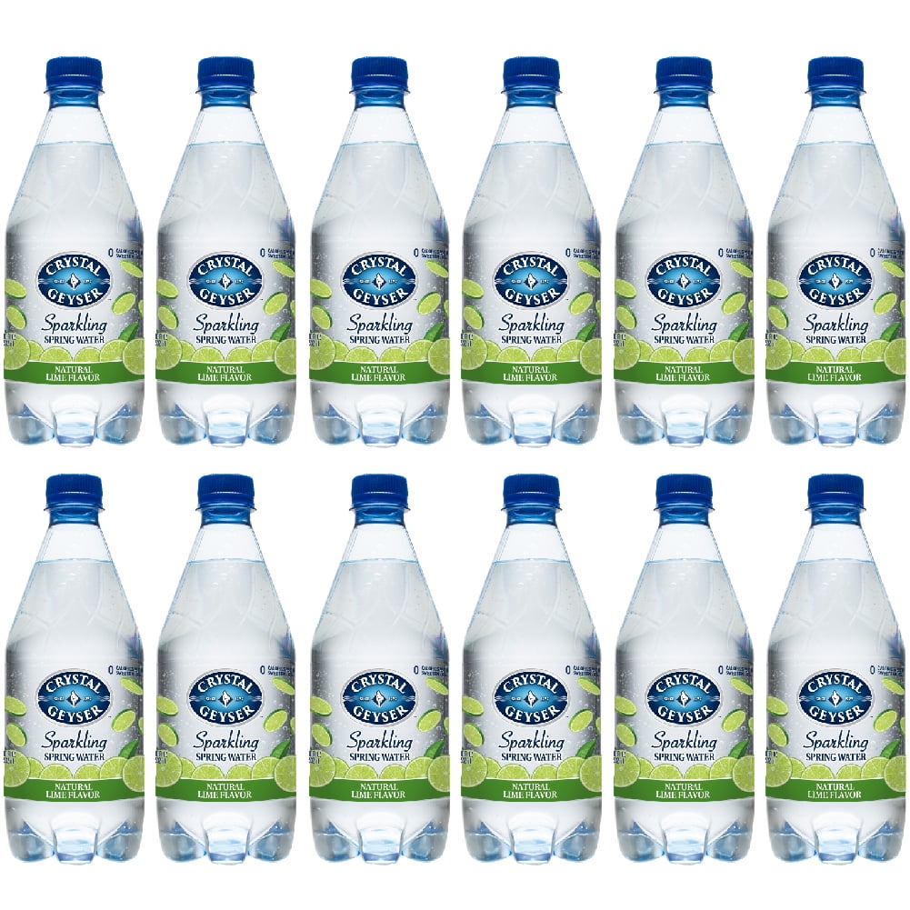 Crystal Geyser Lime Sparkling Spring Water, 18 Fl Oz, 12 Pack Bottles