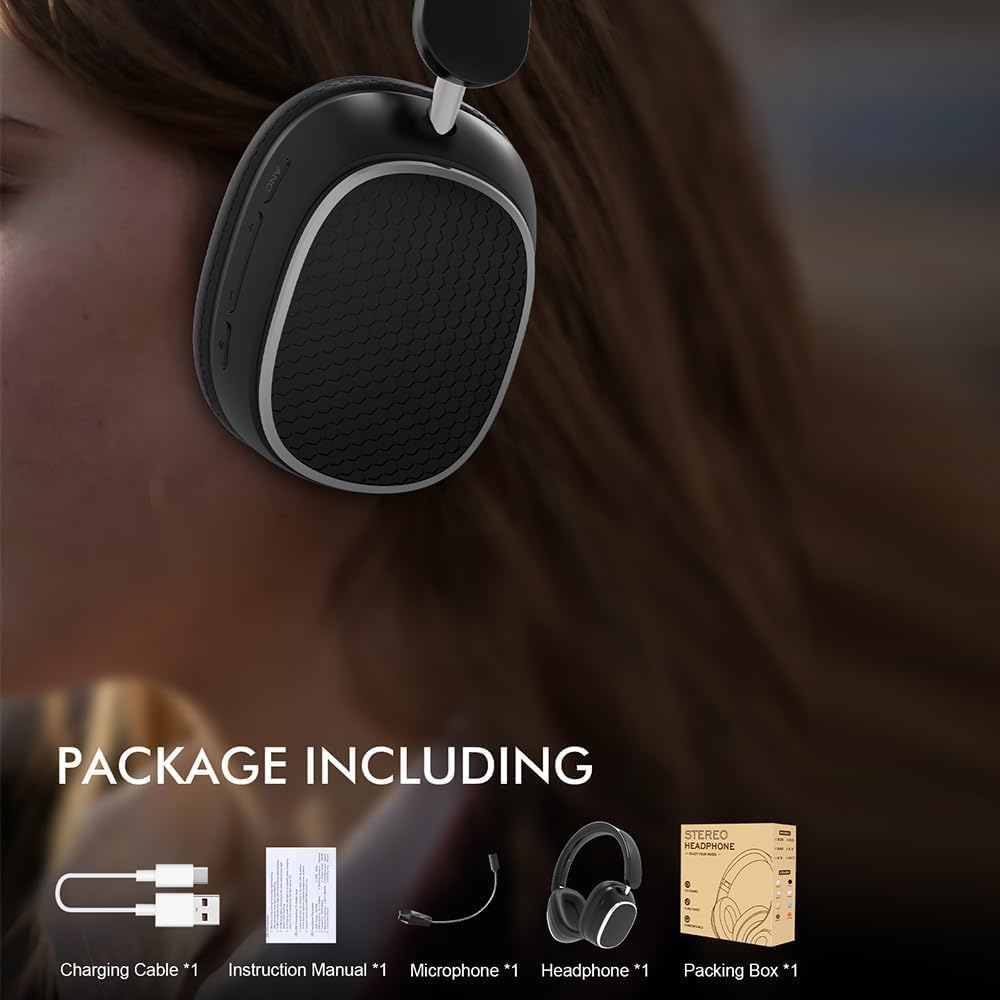 Hi-Fi Stereo Wireless Headphone Active Noise Cancellation Bluetooth 5.3 Headset with Detachable Microphone Ultra Comfortable and Full Ear Coverage Lightweight Foldable Earphone