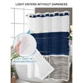 thumbnail image 6 of No Hook Shower Curtain with Snap-in Liner, Navy Blue Striped Waterproof Fabric Bathroom Curtains, Farmhouse Stripes Modern Abstract Art Bath Curtains & Mesh Top Window Stand Up Stall 36"x72", 6 of 9