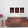 thumbnail image 5 of 3 Piece Music Canvas Wall Art Musical Notes Guitar on Fire Poster and Prints Black Background Music Picture Painting Art Wall Decor Stretched Ready to Hang 12x16inchx3pcs, 5 of 5