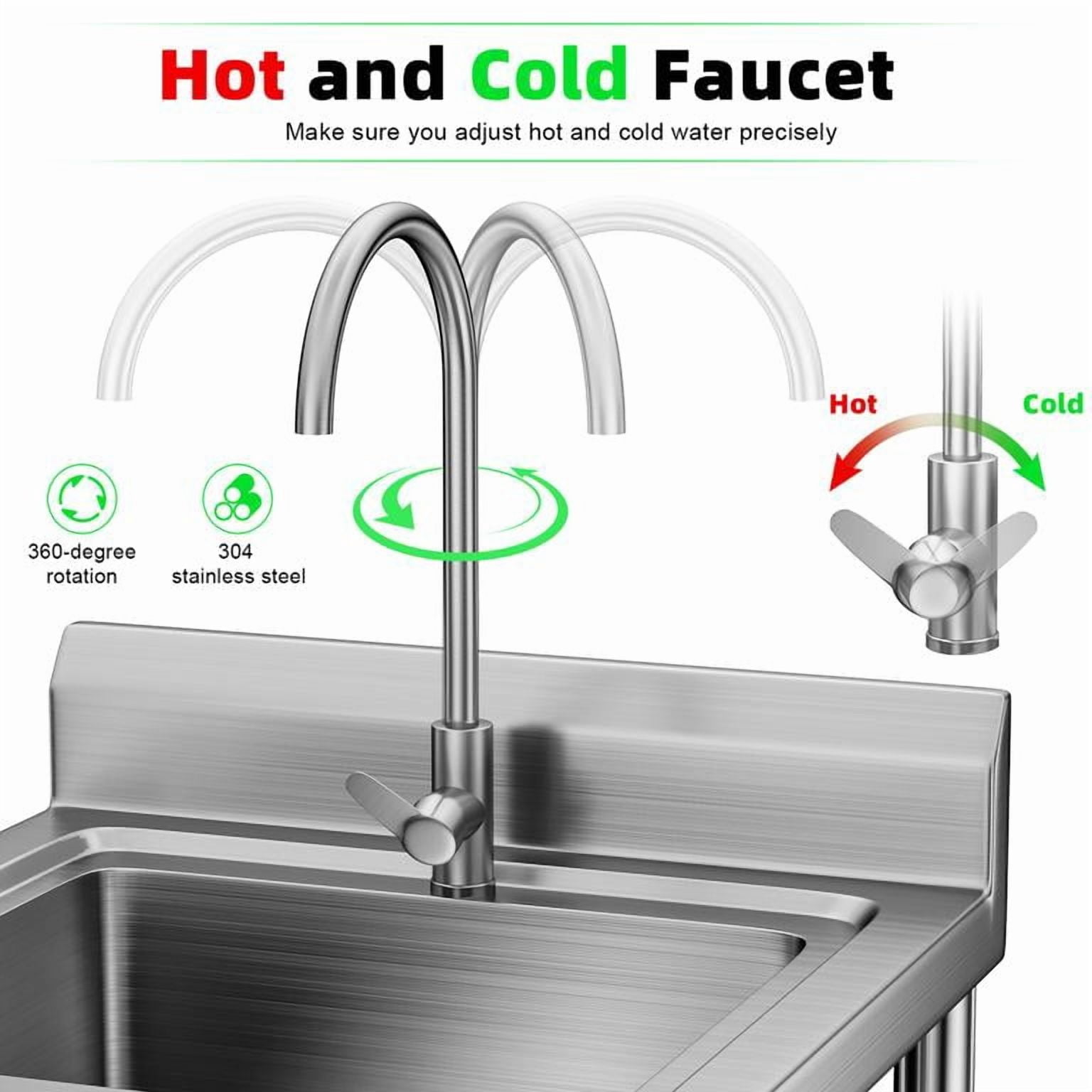 Dapmiu 23.62" Freestanding Laundry Sink, Stainless Steel Heavy Duty Utility Sink with High Splash Baffle