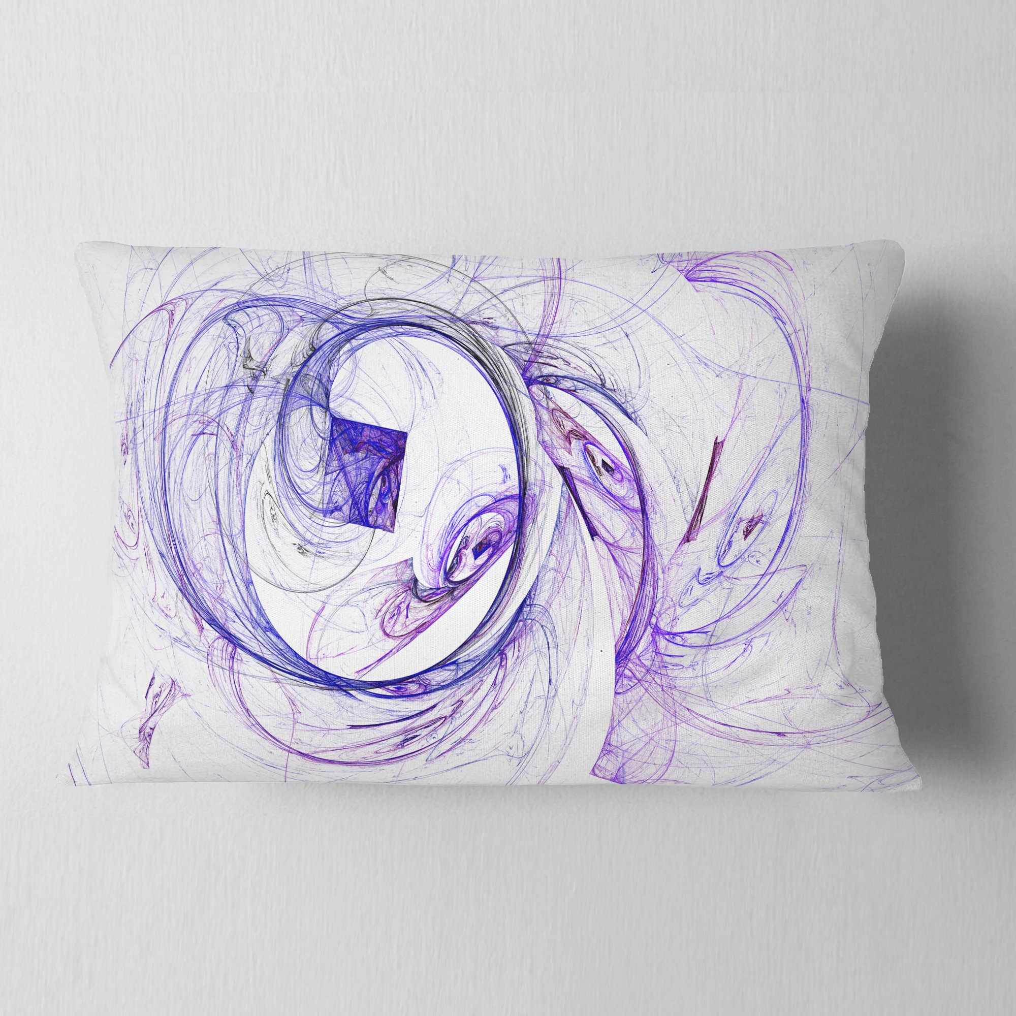 Designart Billowing Smoke Blue - Abstract Throw Pillow - 12x20