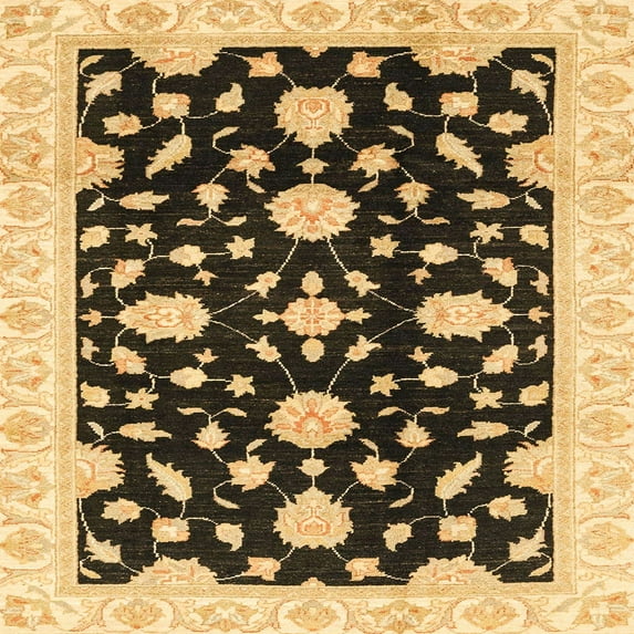 Ahgly Company Indoor Square Abstract Bakers Brown Oriental Area Rugs, 7' Square