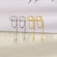 thumbnail image 4 of Pendientes de borlas de circonitas Pendientes largos de círculo distintivo Pendientes coreanos adelgazantes Pendientes de cadena de diamantes cuadrados llenos de diamantes, 4 of 5