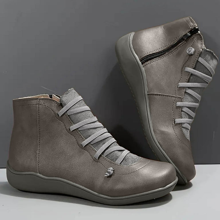 YLYL Women's Boots Ankle Side Zipper Round Toe Heels Office