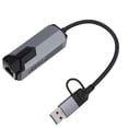 thumbnail image 1 of Ethernet 5G USB 3.0 Ethernet Adapter 5000Mbps High Speed 2 in 1 USB A Type C to RJ45 LAN Adapter for PC Laptop, 1 of 7