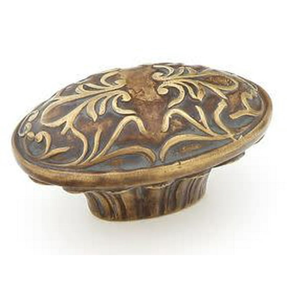 Schaub And Company 993-MBR Cantata 1-1/4" Solid Brass Oval Ornate Venetian Cabinet Knob