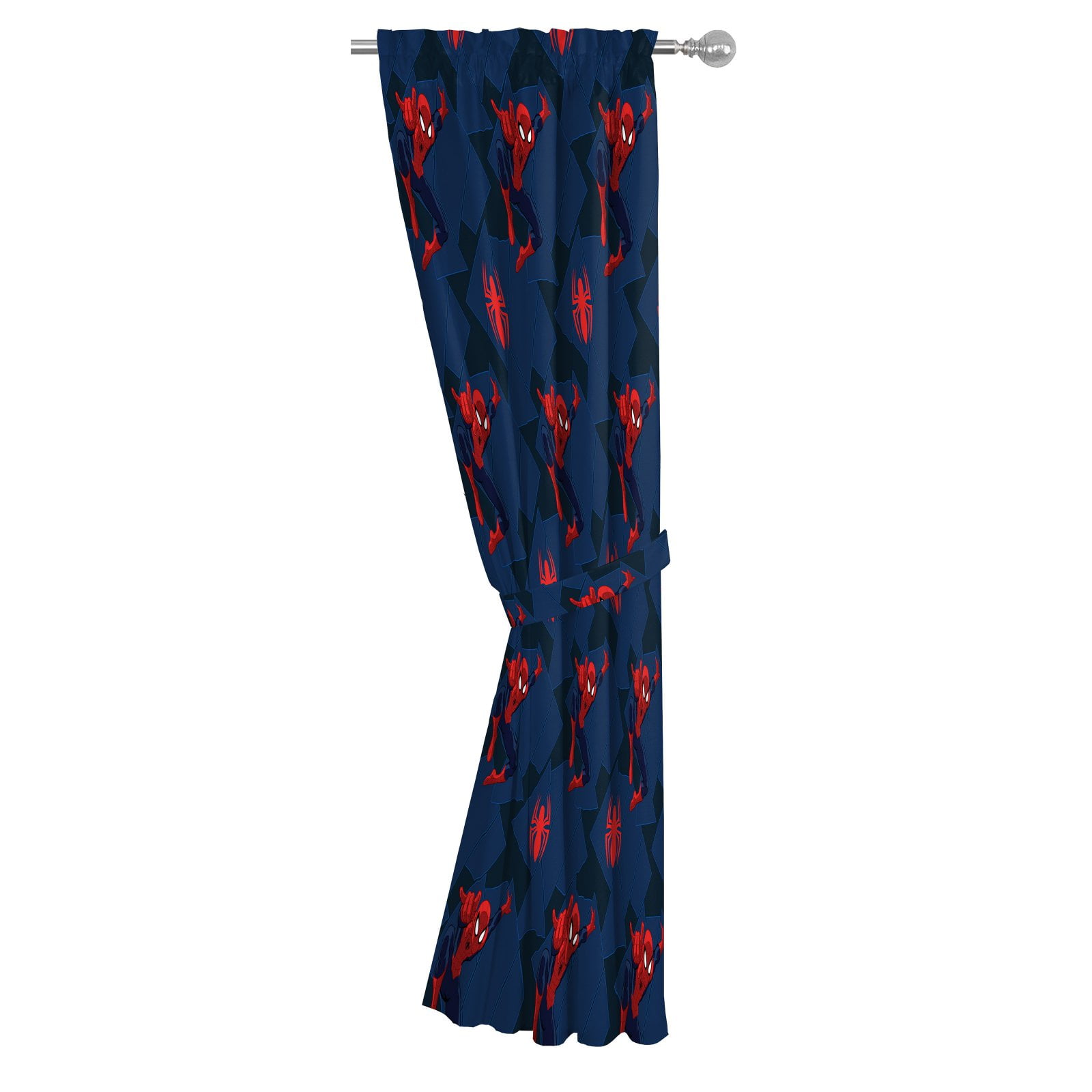 Marvel Spider-Man Classic Saving The Day 63" Curtain Set, 100% Microfiber, Blue