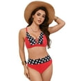 thumbnail image 3 of vigerkar Women's Bikini Swimsuits V Neck High Waisted 2 Piece Bathing Suits Red, S, 3 of 9