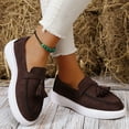 thumbnail image 6 of SYMOID Womens Coffee Tassel Platform Loafers - Soft Flock Slip-on Comfortable Plus Size (36-43) Casual Shoes for Daily Office & Campus Wear,Size 43, 6 of 7