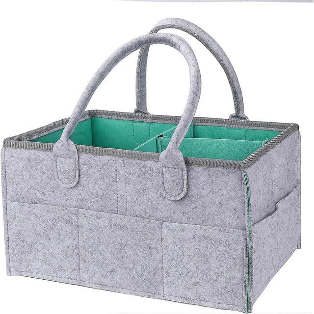 Baby Diaper Storage Basket, Portable Changing Table Storage Basket, Felt Gift Basket for Newborns Gray