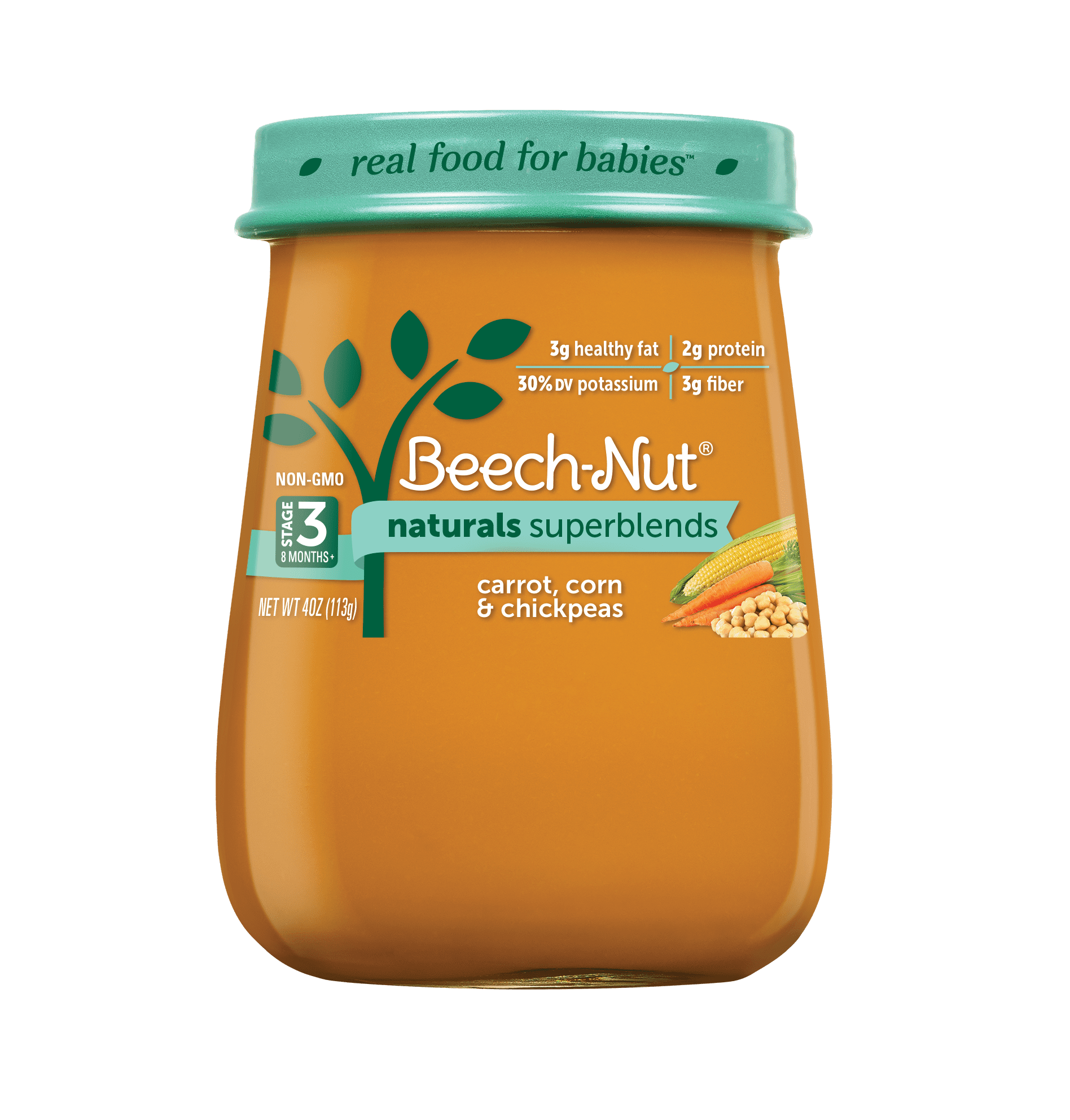 Beech-Nut Naturals Superblends Stage 3, Carrot Corn & Chickpea Baby Food, 4 oz Jar
