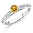 thumbnail image 2 of Gem Stone King 0.44 Ct Yellow Citrine G/H Lab Grown Diamond 10K White and Yellow Gold Engagement Ring (Size 5), 2 of 4