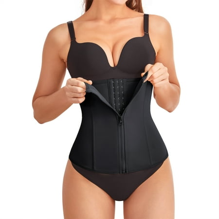 

Irisnaya Women s Sport Waist Trainer Workout Body Shaper Tummy Control Slimming Zipper Hook Shapewear Girdle Weight Loss(Black X-Small)