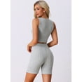 thumbnail image 4 of DARING DIVA Women's Ribbed Knit Tank Top and Biker Shorts Lounge Set Light Gray XS, 4 of 6