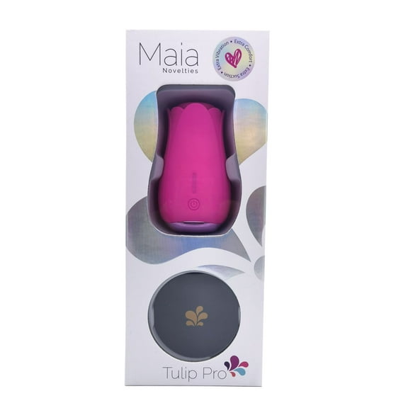 Maia Tulip Pro Suction Vibrator, Pink