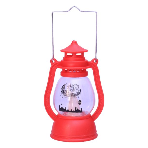 Linternas de Ramadán, lámpara decorativa de aceite, adorno alimentado por batería, luz Eid Mubarak, luces festivas musulmanas para boda de rojo Sunnimix Luces de la linterna