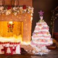 thumbnail image 3 of 24in Tabletop Christmas Tree Set 60cm Pink Artificial Mini Xmas Pine Tree with Ornaments White Green Christmas Fir Tree, 3 of 4