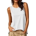 thumbnail image 2 of SwiftWear Women's Crew Neck Tank Top with Asymmetric Hem Cross Back Summer Sleeveless Casual Top Soft Stretch Everyday Wear​, 2 of 8