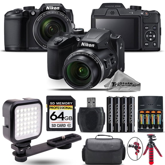 Nikon COOLPIX B500 Digital Camera 40x Optical Zoom   LED   Case -64GB Kit Bundle