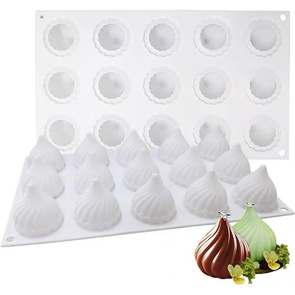 3D Russian Tale Silicone Baking Mold for Mousse Cake, French Dessert Mold for Pastry Chocolate, Reusable Non-Stick Easy Release(15-Cavity)