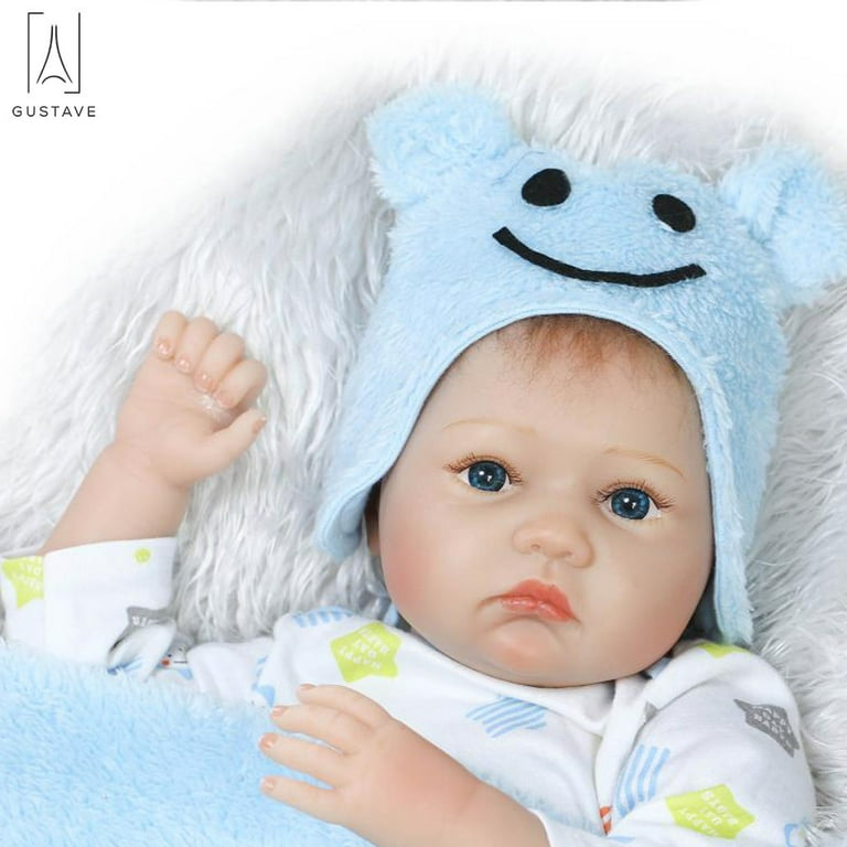 Gustave 22 inch Realistic Babies Reborn Baby Doll Soft Silicone Lifelike Toddler Boy Cute Newborn Toys with Clothes