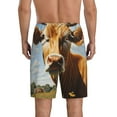 thumbnail image 4 of Lsque Daisy Flower Field Cow Mens Sleep Pajama Shorts,Short Pajama Pants, Cotton Ultra-Soft Knit-Small, 4 of 9