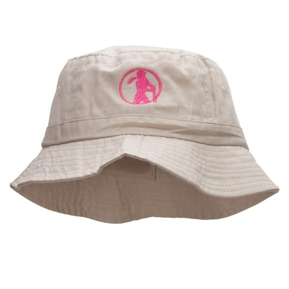 Softball Swing Embroidered Bucket Hat - Natural OSFM