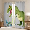 thumbnail image 2 of Feelyou Cartoon Dinosaur Curtains Pack of 2 (42x84 Each) for Kids Boys, Flying Dino Wildlife Curtains Blackout, Grey Green, 2 of 6