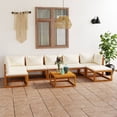thumbnail image 1 of vidaXL 8 Piece Garden Lounge Set with Cushion Cream Solid Acacia Wood, 1 of 12