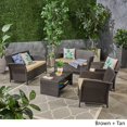 thumbnail image 3 of Christopher Knight Home St. Lucia Outdoor 6 Seater Wicker Chat Set by  gray + silver cushion, 3 of 5