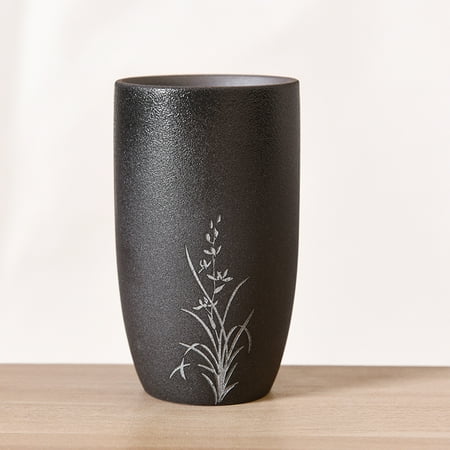 

Livesture Retro Style Handmade Ceramic Individual Mug Stoneware Water Cup Coffee Cup Black orchid