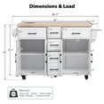 thumbnail image 2 of Harper & Bright Designs Kitchen Island with Drop Leaf, Rolling Kitchen Cart on Wheels with Doors, Drawers and Power Outlet for Dining Room, White, 2 of 16