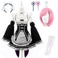 thumbnail image 3 of Anime Ram Rem disfraz de sirvienta Lolita Cosplay Vestido Re:zero Kara Hajimeru Isekai Seikatsu disfraces de Halloween para mujeres Vestido Loli, 3 of 5