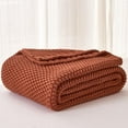 thumbnail image 3 of Chunky Cable Knit Throw Blanket Lightweight Rust 100% Organic Cotton Blanket for Sofa Couch Bed Baby Nursery, Rustic Shabby Chic Modern Farmhouse, 51” x 63” Give Laundering Bag, 3 of 16